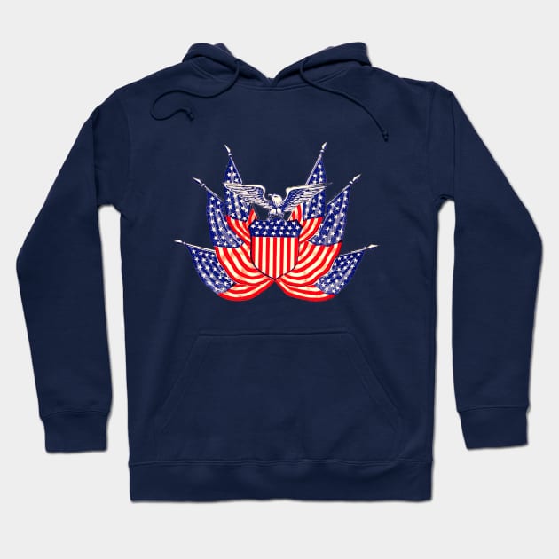 American Flags and Eagle Hoodie by MasterpieceCafe